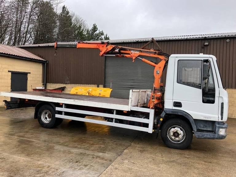 ZappAds Iveco Eurocargo 75e17 Flatbed Truck With Hiab Crane Atlas 910 C